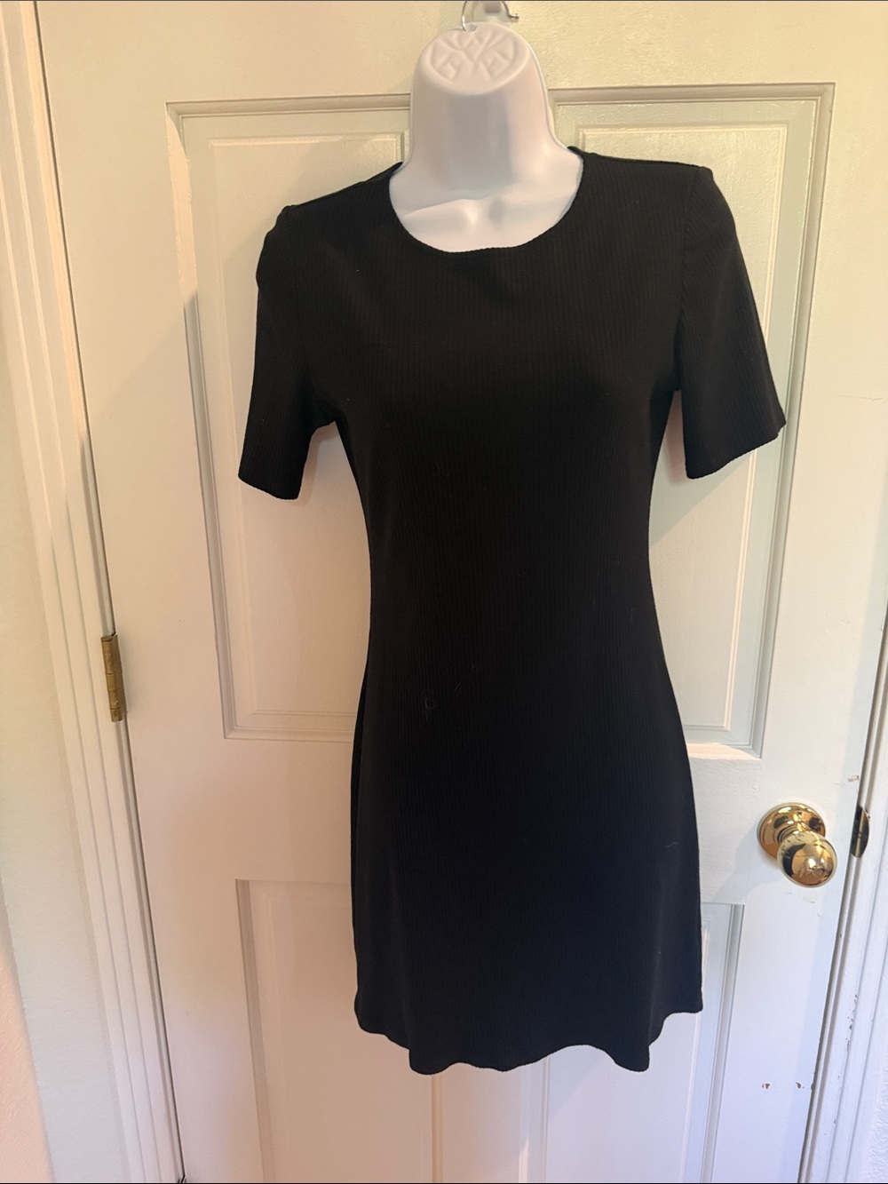 Reformation Classic Black Ribbed Short-Sleeve Dress - little black dress